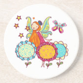 Garten-Fee mit Blumen Sandstein Untersetzer (Vorne)