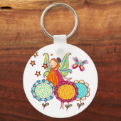 Garten-Fee mit Blumen Schlüsselanhänger (Vorderseite)