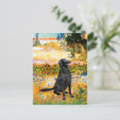 Garten - flach überzogener Retriever Postkarte (Stehend Vorderseite)