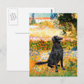 Garten - flach überzogener Retriever Postkarte (Vorne/Hinten)