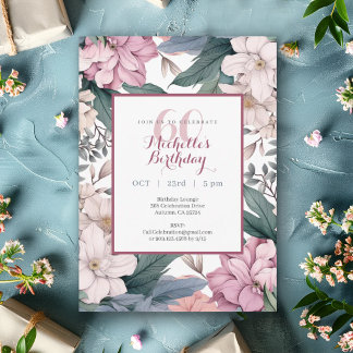 Garten Floral Aquarell 60. Geburtstagsfeier Einladung