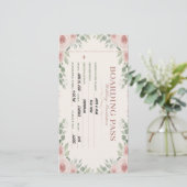 Garten Floral Boarding Pass Hochzeit Save The Date (Stehend Vorderseite)