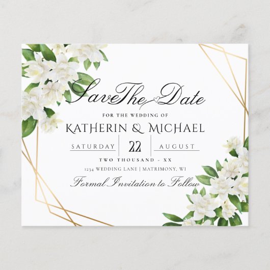 GARTEN FLORAL GREENERY WEDING SPEICHERN DAS DATUM (Vorderseite)