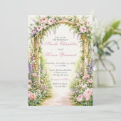 Garten Floralbogen Hochzeit Einladung (Stehend Vorderseite)