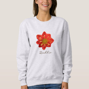 Garten-Foto-orange Dahlie-Blumen-Text Sweatshirt