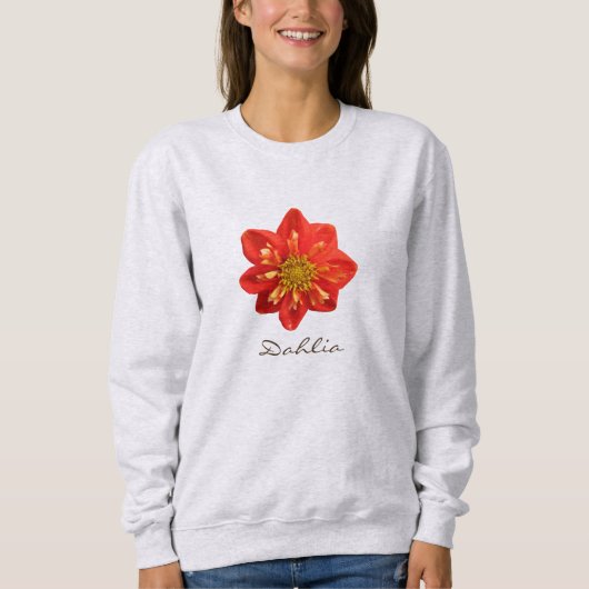 Garten-Foto-orange Dahlie-Blumen-Text Sweatshirt (Vorderseite)