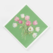 Garten Frühlings Tulpen. Grün Serviette (Ecke)
