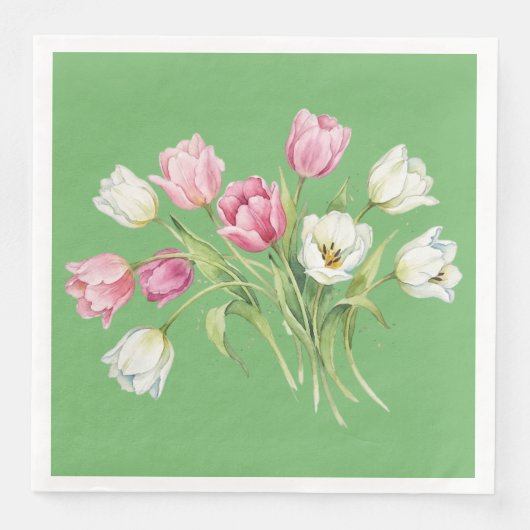 Garten Frühlings Tulpen. Grün Serviette (Vorderseite)