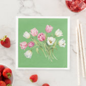 Garten Frühlings Tulpen. Grün Serviette (Beispiel)