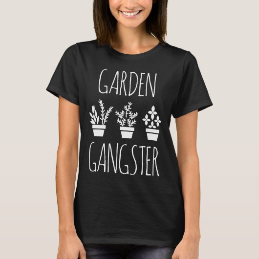Garten Gangster Blumentopf Pflanzen T-Shirt (Vorderseite)