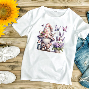 Garten-Gnom-Blumen-Lavendel-Geschenk Damen T-Shirt