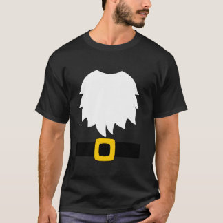 Garten-Gnom-Kostüm weißer Bart und Gürtel mit Schn T-Shirt