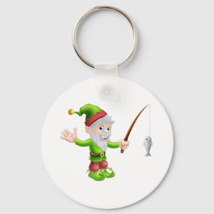 Garten Gnome mit Angelrute Schlüsselanhänger