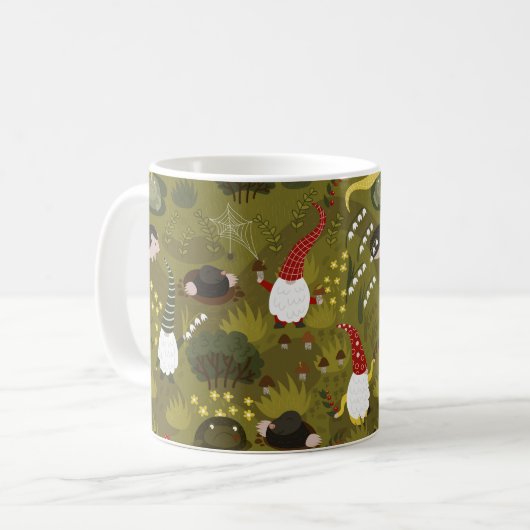 Garten Gnomes: Humorreiche Fauna. Kaffeetasse (Vorderseite Links)