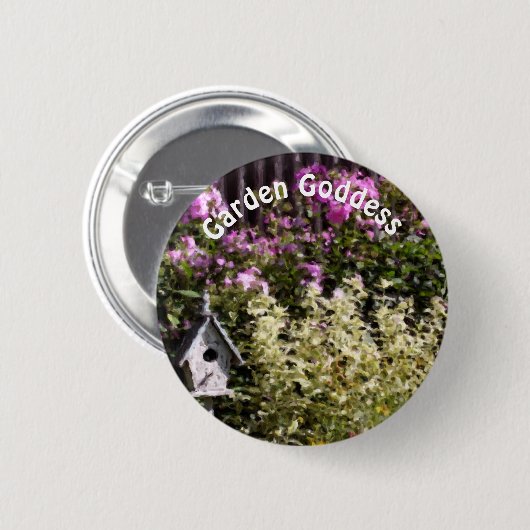 Garten-Göttin Blumengarten Cute  Button (Vorne & Hinten)