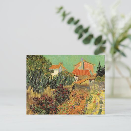 Garten Hinter einem Haus von Vincent van Gogh Postkarte (Stehend Vorderseite)