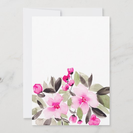 Garten hübsch rosa Blumenwasser-Brautparty Einladung (Rückseite)