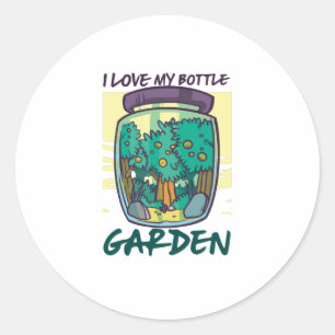 Garten - I Liebe mein Flaschengarten Runder Aufkleber