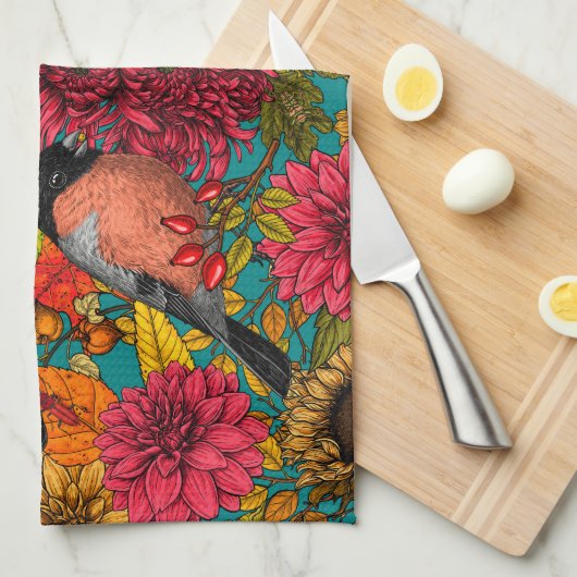 Garten im Herbst 3 Geschirrtuch (Viertel Falte)