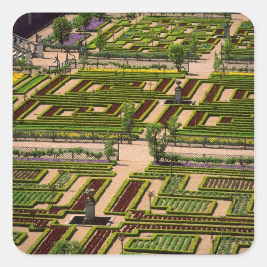 Garten im Villandry Chateau, Indre-et-Loire, 2 Quadratischer Aufkleber (Vorderseite)