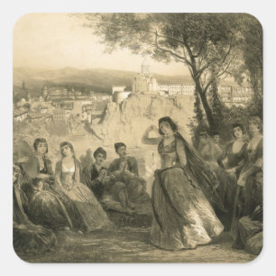 Garten in der Nähe von Tiflis, Georgien, Teller 27 Quadratischer Aufkleber