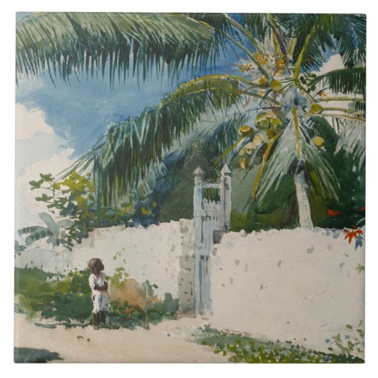 Garten in Nassau, Bahamas (Karibik-Kunst) Fliese (Vorderseite)