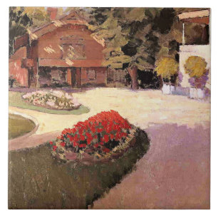 Garten in Yerres, feine Kunstmalerei, Fliese