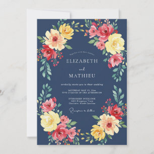 Garten Indigo Senfblatt Hochzeit Einladung