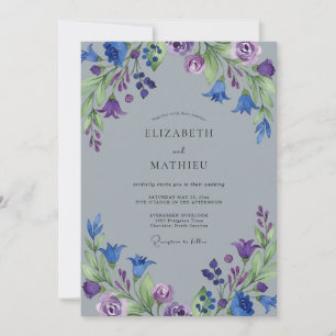 Garten Indigo Violett Gemalte Hochzeit Einladung