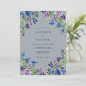 Garten Indigo Violett Gemalte Hochzeit Einladung (Stehend Vorderseite)