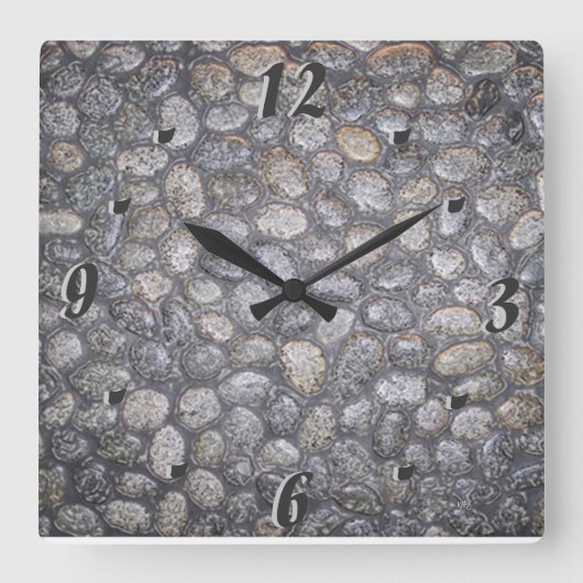 Garten-Kiesel Quadratische Wanduhr (Vorderseite)