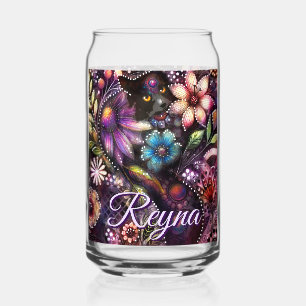 Garten-Kitty-Katze-Blumen-Abstrakt-Personalisiert Dosenglas