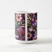 Garten-Kitty-Katze-Blumen-Abstrakt-Personalisiert Kaffeetasse (Mittel)