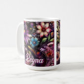 Garten-Kitty-Katze-Blumen-Abstrakt-Personalisiert Kaffeetasse (Vorderseite Links)