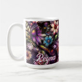 Garten-Kitty-Katze-Blumen-Abstrakt-Personalisiert Kaffeetasse (Links)