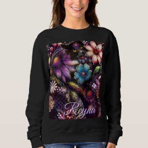 Garten-Kitty-Katze-Blumen-Abstrakt-Personalisiert Sweatshirt