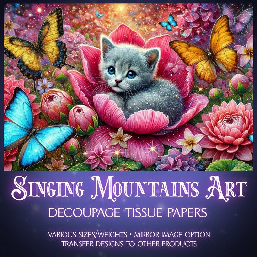 Garten-Kitty-Launen-Decoupage  Seidenpapier