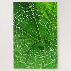 Garten Leaf Spider Web mit Tauben Drops Foto Desig Puzzle
