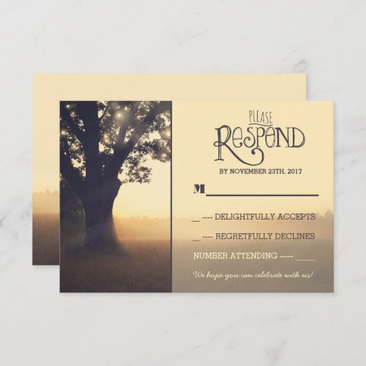 Garten Lichter Baum rustikale Hochzeit RSVP (Vorne/Hinten)