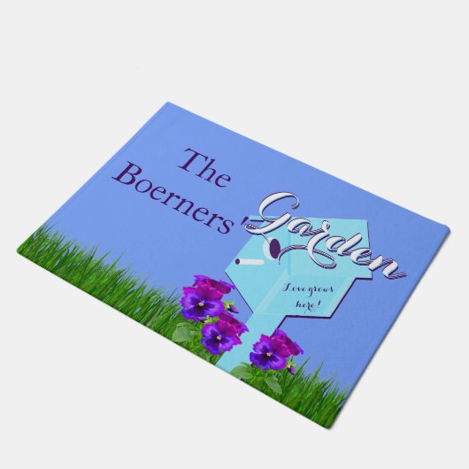 Garten "Liebe wächst hier!" Birdhouse-Stiefmütterc Fußmatte (Schrägansicht)