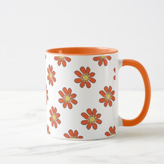 Garten Liebhaber Blumenmuster Orange Gelb Tasse (Rechts)