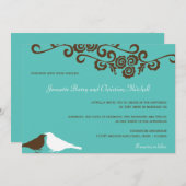 Garten liebt Vögel aquamarine moderne Hochzeit Einladung (Vorne/Hinten)