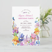 Garten Lila Blume Blüte Geburtstag Einladung (Stehend Vorderseite)