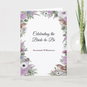 Garten Lila Grün Floral Singvögel Brautparty Karte