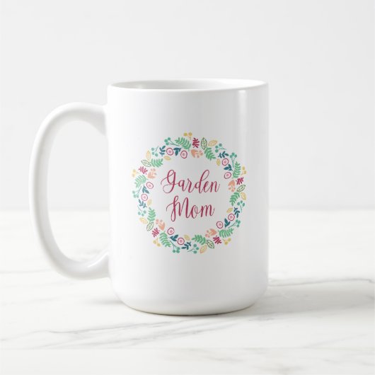 Garten-Mama-Blumenkranz Bunt  Kaffeetasse (Links)