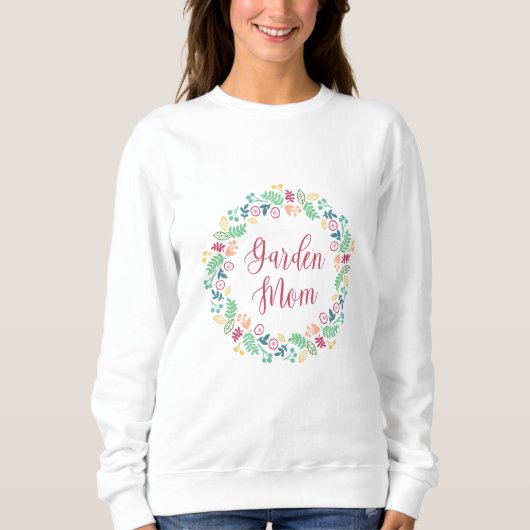 Garten-Mama Blumiger Kranz Farbiger Sweatshirt (Vorderseite)