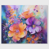 Garten mit Aquarellblüten Geschenkpapier (Flach)