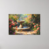 Garten mit blühenden Rose und Wasserbrunnen Leinwanddruck (Vorderseite)