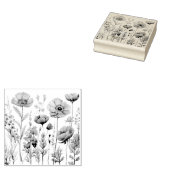Garten mit Blume im Retro-Stil Gummistempel (Stempel)