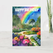 Garten mit Blume und Regenbogenfarben Karte (Vorderseite)
